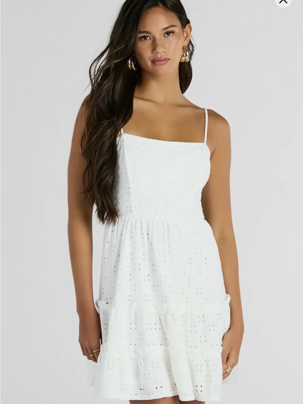 Windsor White Eyelet Spaghetti Strap Mini Dress